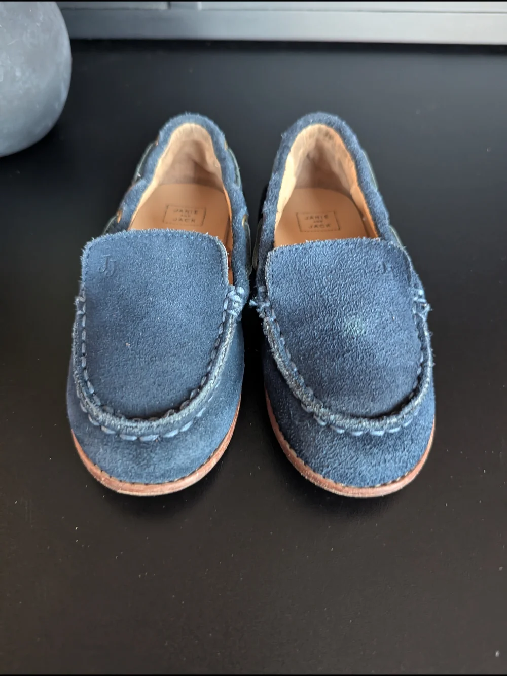 Janie and Jack Navy Suede Moc-Toe Loafers